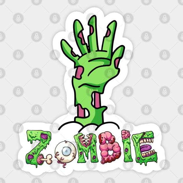 Zombie Hand Sticker by MZeeDesigns